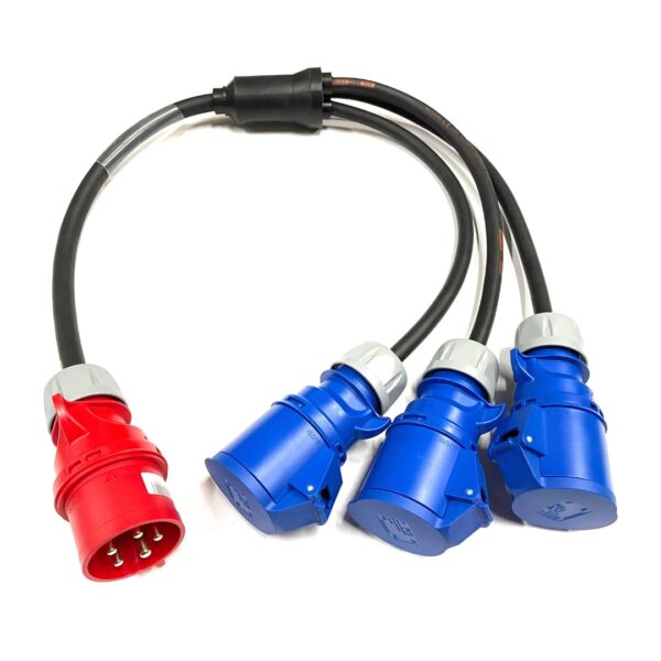 Кабель разветвитель 32А — 16А на три вилки